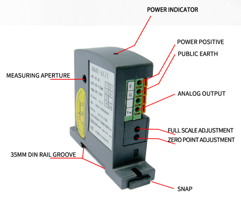 Detalhe do transdutor atual de BA