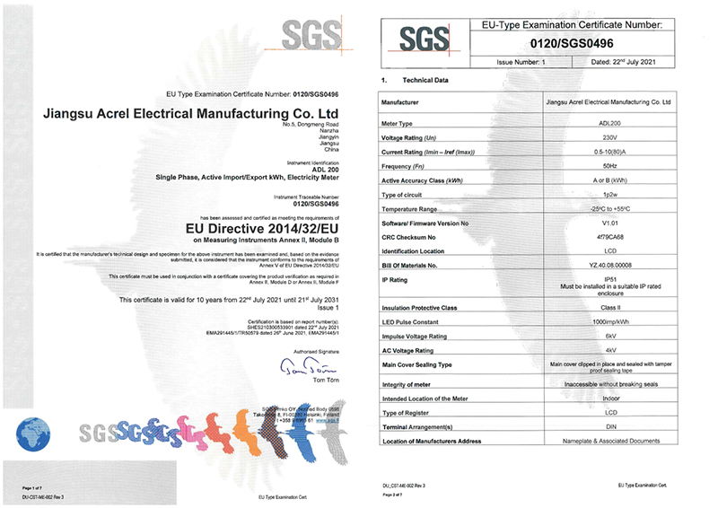 Medidor de energia monof&aacute;sico mid adl200